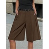 image:imageGORGLITTER Womens Pleated Baggy Dress Shorts Wide Leg Oversized Busniness Casual Office Work Shorts with PocketsBrown