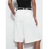 image:imageGORGLITTER Womens Pleated Baggy Dress Shorts Wide Leg Oversized Busniness Casual Office Work Shorts with PocketsWhite