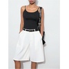 image:imageGORGLITTER Womens Pleated Baggy Dress Shorts Wide Leg Oversized Busniness Casual Office Work Shorts with PocketsWhite