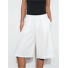 image:imageGORGLITTER Womens Pleated Baggy Dress Shorts Wide Leg Oversized Busniness Casual Office Work Shorts with PocketsWhite