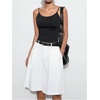 image:imageGORGLITTER Womens Pleated Baggy Dress Shorts Wide Leg Oversized Busniness Casual Office Work Shorts with PocketsWhite