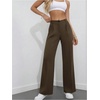 image:imageGORGLITTER Womens Pleated High Waisted Dress Pants Trousers Dressy Wide Leg Straight Business Casual Work Slacks PantsCoffee