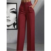 image:imageGORGLITTER Womens Pleated High Waisted Dress Pants Trousers Dressy Wide Leg Straight Business Casual Work Slacks PantsRed
