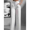 image:imageGORGLITTER Womens Pleated High Waisted Dress Pants Trousers Dressy Wide Leg Straight Business Casual Work Slacks PantsWhite