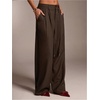 image:imageGORGLITTER Womens Pleated Low Rise Dress Pants Baggy Wide Leg Low Waisted Work Slacks Going Out Business Casual OutfitsCoffee Brown