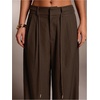 image:imageGORGLITTER Womens Pleated Low Rise Dress Pants Baggy Wide Leg Low Waisted Work Slacks Going Out Business Casual OutfitsCoffee Brown