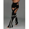 image:imageGORGLITTER Womens Rave Festival Disco Pants Outfits Y2K Chaps Cut Out Low Waist Flared Bottom Soft Grunge Edgy OutfitBlack
