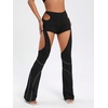 image:imageGORGLITTER Womens Rave Festival Disco Pants Outfits Y2K Chaps Cut Out Low Waist Flared Bottom Soft Grunge Edgy OutfitBlack