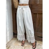 image:imageGORGLITTER Womens Ruffle Lace Pants Boho Long Bloomers Vintage Pantaloons Summer Beach Travel Vacation Pants TrousersWhite