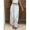 image:imageGORGLITTER Womens Ruffle Lace Pants Boho Long Bloomers Vintage Pantaloons Summer Beach Travel Vacation Pants TrousersWhite
