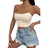 image:imageGORGLITTER Womens Sexy Corset Tops Summer Vacation Beachy Outfits Y2K Strapless Bandeau Bustier Crop Tube Top TrendyBeige