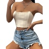 image:imageGORGLITTER Womens Sexy Corset Tops Summer Vacation Beachy Outfits Y2K Strapless Bandeau Bustier Crop Tube Top TrendyBeige