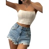 image:imageGORGLITTER Womens Sexy Corset Tops Summer Vacation Beachy Outfits Y2K Strapless Bandeau Bustier Crop Tube Top TrendyBeige