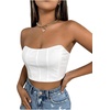 image:imageGORGLITTER Womens Sexy Corset Tops Summer Vacation Beachy Outfits Y2K Strapless Bandeau Bustier Crop Tube Top TrendyWhite