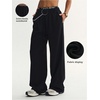 image:imageGORGLITTER Womens Stacked Baggy Sweatpants Y2K Fall Wide Leg High Waist Jogger Travel Yoga Workout Sweat PantsBlack