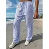 image:imageGORGLITTER Womens Striped Boxer Pants High Waisted Wide Leg Drawstring Causal Lounge Pajama TrousersBlue and White
