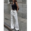 image:imageGORGLITTER Womens Striped Dress Pants Pinstripe Wide Leg Long Pants Baggy Business Casual Workout TrousersWhite