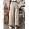 image:imageGORGLITTER Womens Striped Linen Capri Pants Summer Wide Leg High Waisted Dressy Casual Cropped Ankle PantsBrown and White