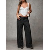 image:imageGORGLITTER Womens Striped Low Rise Dress Pants Straight Wide Leg Business Casual Slacks Trousers with PocketsBlack