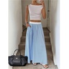 image:imageGORGLITTER Womens Striped Ruffle Long Skirt Y2k High Waist Flowy Contrast Trim Summer Vacation A Line Skirts Resort OutfitsBlue and White