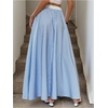 image:imageGORGLITTER Womens Striped Ruffle Long Skirt Y2k High Waist Flowy Contrast Trim Summer Vacation A Line Skirts Resort OutfitsBlue and White