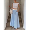 image:imageGORGLITTER Womens Striped Ruffle Long Skirt Y2k High Waist Flowy Contrast Trim Summer Vacation A Line Skirts Resort OutfitsBlue and White