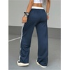 image:imageGORGLITTER Womens Striped Side Baggy Sweatpants Number Graphic Wide Leg Track PantsBlue