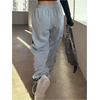 image:imageGORGLITTER Womens Striped Side Baggy Sweatpants Wide Leg High Waisted Elastic Waist Jogger Track PantsLight Grey