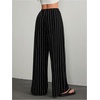 image:imageGORGLITTER Womens Striped Wide Leg Pants Elastic High Waisted Business Casual Drawstring Trousers with PocketsBlack