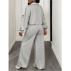 image:imageGORGLITTER Womens Sweatsuits 2 Piece Outfit Zip Up Cropped Sweatshirt and Wide Leg Sweatpants Comfort Lounge SetsGrey