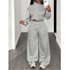 image:imageGORGLITTER Womens Sweatsuits 2 Piece Outfit Zip Up Cropped Sweatshirt and Wide Leg Sweatpants Comfort Lounge SetsGrey