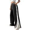 image:imageGORGLITTER Womens Tear Away Wide Leg Pants Elastic Waist Baggy Sweatpants Side Snap Pull On Track Pants with PocketsBlack and White