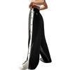 image:imageGORGLITTER Womens Tear Away Wide Leg Pants Elastic Waist Baggy Sweatpants Side Snap Pull On Track Pants with PocketsBlack and White