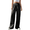 image:imageGORGLITTER Womens Tear Away Wide Leg Pants Elastic Waist Baggy Sweatpants Side Snap Pull On Track Pants with PocketsBlack and White