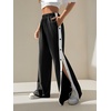 image:imageGORGLITTER Womens Tear Away Wide Leg Pants Elastic Waist Baggy Sweatpants Side Snap Pull On Track Pants with PocketsBlack and White