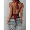 image:imageGORGLITTER Womens Tie Backless Halter Tops Sleeveless Open Back Date Night Club Tank TopBurgundy