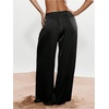 image:imageGORGLITTER Womens Wide Leg Satin Pants Baggy Palazzo Pants Drawstring Waist Loose Trousers Y2k LoungewearBlack