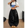 image:imageGORGLITTER Womens Y2K Wide Leg Barrel Pants Graphic High Waisted Casual Workout Baggy Track Pants StreetwearBlack