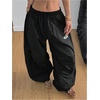 image:imageGORGLITTER Womens Y2K Wide Leg Barrel Pants Graphic High Waisted Casual Workout Baggy Track Pants StreetwearBlack