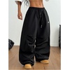image:imageGORGLITTER Womens Y2K Wide Leg Barrel Pants Graphic High Waisted Casual Workout Baggy Track Pants StreetwearBlack