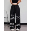 image:imageWomens Y2k High Waisted Baggy Pants Drawstring Wide Leg Barrel Track Trousers with Pockets Dance Casual Go Out OutfitsBlack