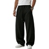 image:imageGORGLITTER Mens Baggy Wide Leg Sweatpants Oversized Track Pants Drawstring Y2K Casual Trousers with PocketsPlain Black