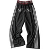 image:imageGORGLITTER Mens Double Waisted Sweatpants Baggy Y2K Plaid Patchwork Side Striped Wide Leg Track Pants