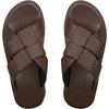 image:imageGORGLITTER Mens Leather Slip On Roman Sandals Beach Casual Summer Open Toe Cross Cutout Slides SandalsCoffee Brown