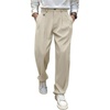 image:imageGORGLITTER Mens Zipper Fly Baggy Dress Pants Straight Leg Casual Pleated Trousers Business CasualBeige