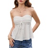 image:imageGORGLITTER Womens Babydoll Tube Top Cute Eyelet Embroidery Strapless Ruched Peplum Bandeau Dressy Going Out Top