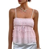 image:imageGORGLITTER Womens Cute Babydoll Top Bow Ruffle Sleeveless Peplum Shirts Camisole Summer Going Out TopLight Pink