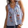image:imageGORGLITTER Womens Floral Embroidered Tops Y2K Sleeveless Scoop Neck Button Down Tank Top Summer Graphic Going Out TopBlue