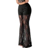 image:imageGORGLITTER Womens Floral Lace Bell Bottom Pants Sheer Mesh Flare Leg Sexy Y2K Skinny Leggings TrousersBlack