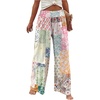 image:imageGORGLITTER Womens Floral Patchwork Pants Boho Wide Leg Colorblock High Waisted Vacation Trousers Beach PantsMulticolor